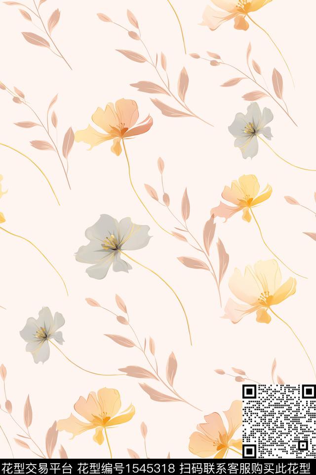 清爽叶子花卉数码印花华亿平台下载（图片编号: 1545318） - 瓦栏（Walan）