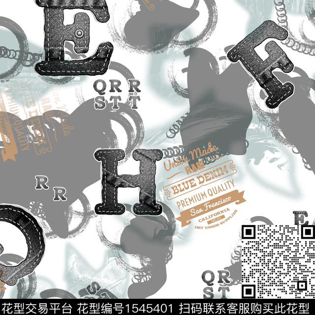 水墨风字母几何男装传统印花华亿平台下载（图片编号: 1545401） - 瓦栏（Walan）