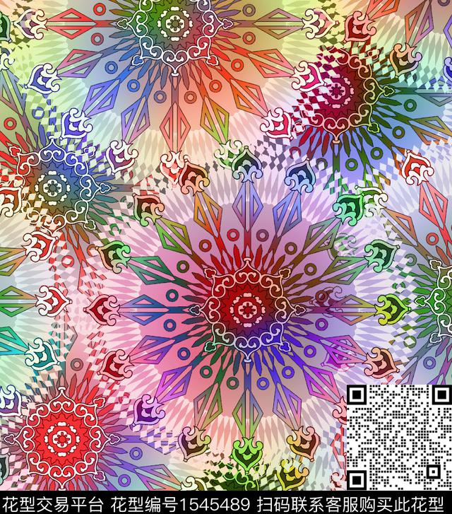 几何民族风民族纹样数码印花华亿平台下载（图片编号: 1545489） - 瓦栏（Walan）