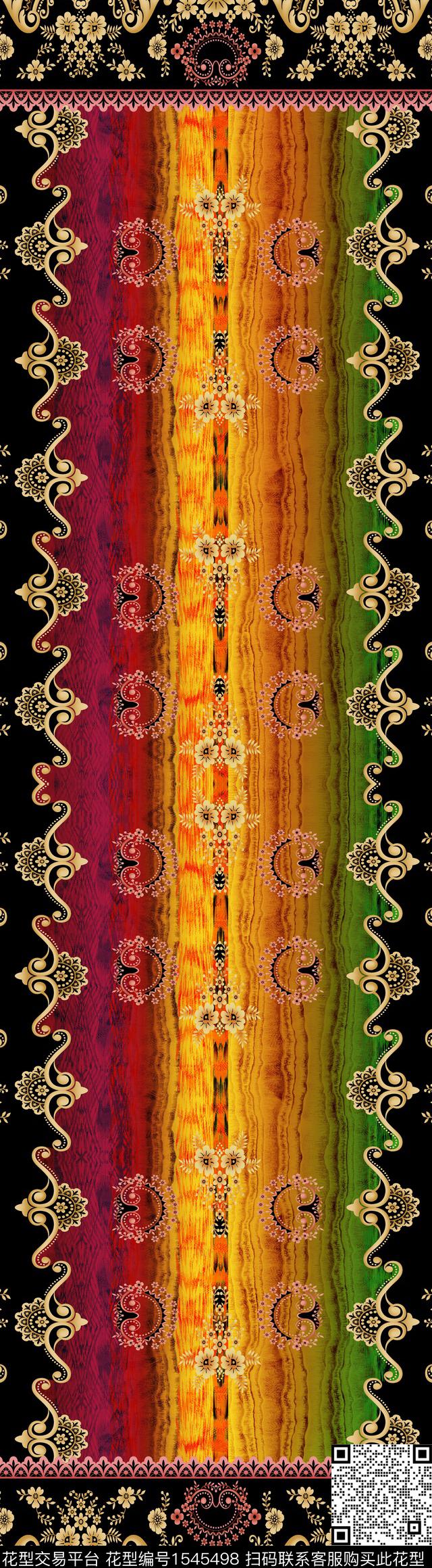 民族风定位条纹数码印花华亿平台下载（图片编号: 1545498） - 瓦栏（Walan）