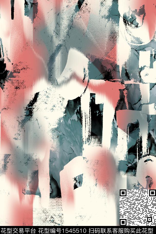 笔触抽象几何数码印花华亿平台下载（图片编号: 1545510） - 瓦栏（Walan）
