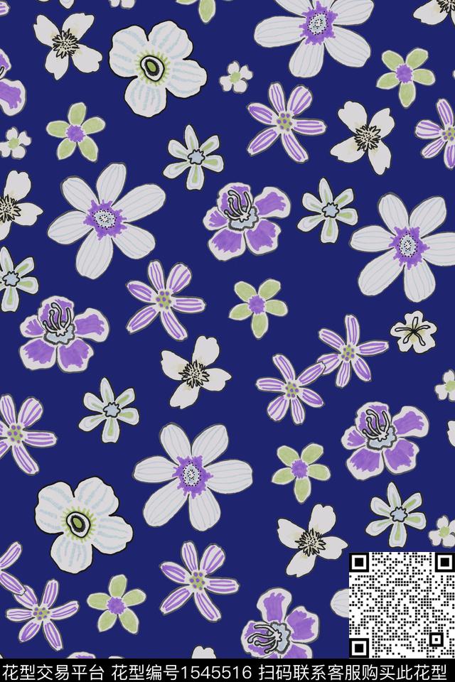 大牌风菊花小碎花数码印花华亿平台下载（图片编号: 1545516） - 瓦栏（Walan）