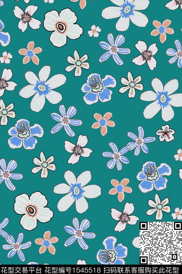 大牌风菊花小碎花数码印花华亿平台下载（图片编号: 1545518） - 瓦栏（Walan）