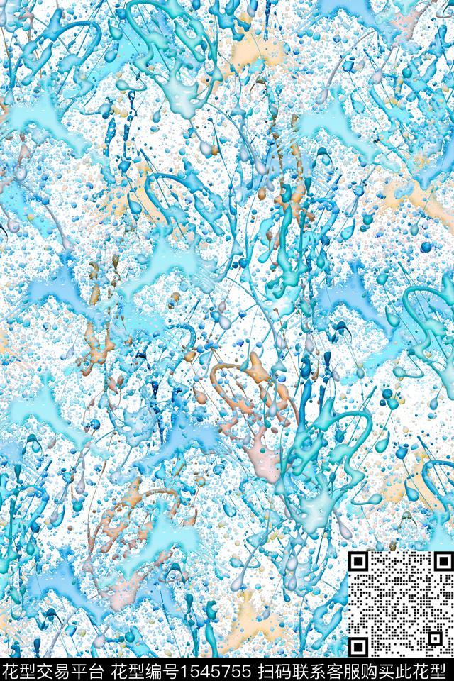 抽象墨迹颜料数码印花华亿平台下载（图片编号: 1545755） - 瓦栏（Walan）