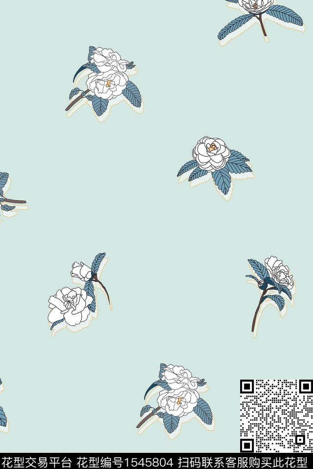 时尚花卉纯底数码印花华亿平台下载（图片编号: 1545804） - 瓦栏（Walan）