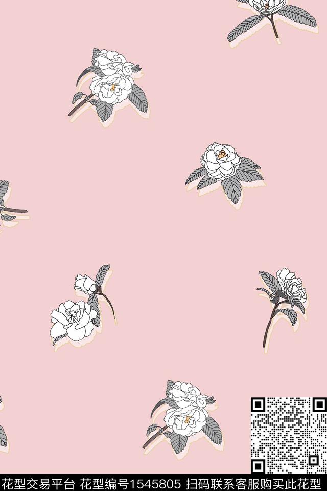 时尚花卉纯底数码印花华亿平台下载（图片编号: 1545805） - 瓦栏（Walan）
