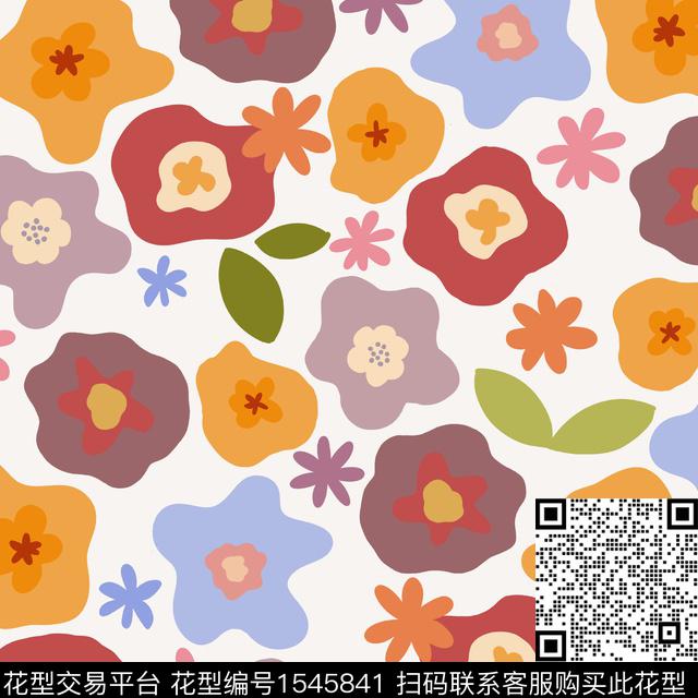 花卉色块几何传统印花华亿平台下载（图片编号: 1545841） - 瓦栏（Walan）