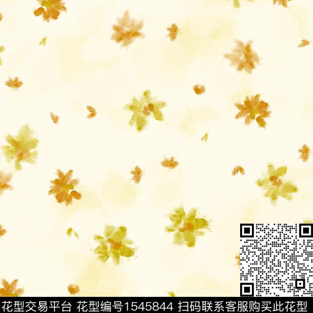 手绘花卉小碎花水彩数码印花华亿平台下载（图片编号: 1545844） - 瓦栏（Walan）