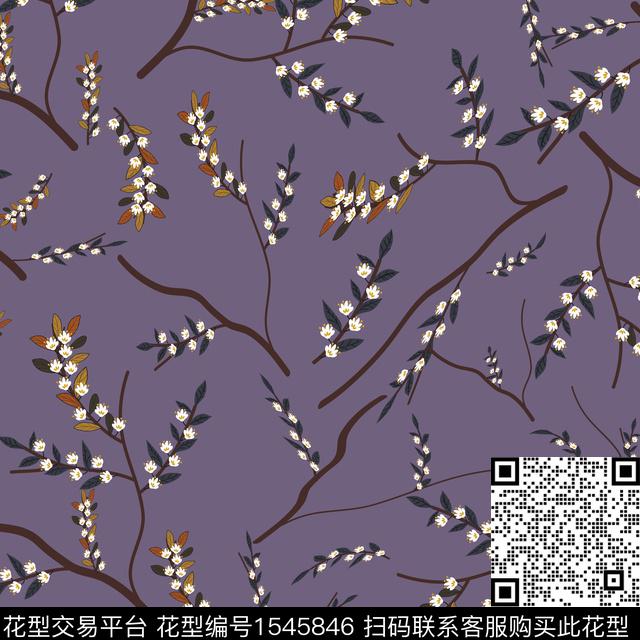 树枝女装花卉数码印花华亿平台下载（图片编号: 1545846） - 瓦栏（Walan）
