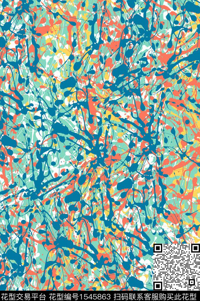 抽象肌理颜料数码印花华亿平台下载（图片编号: 1545863） - 瓦栏（Walan）