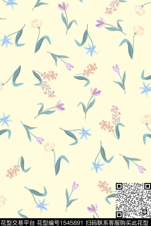 小清新小碎花女装数码印花华亿平台下载（图片编号: 1545891） - 瓦栏（Walan）