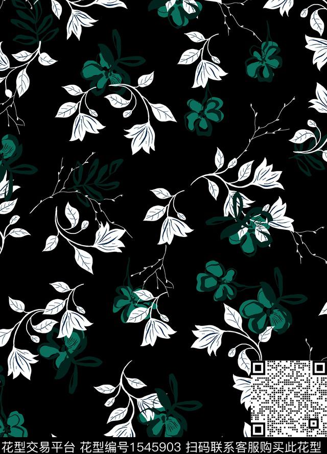 女装花卉连衣裙数码印花华亿平台下载（图片编号: 1545903） - 瓦栏（Walan）