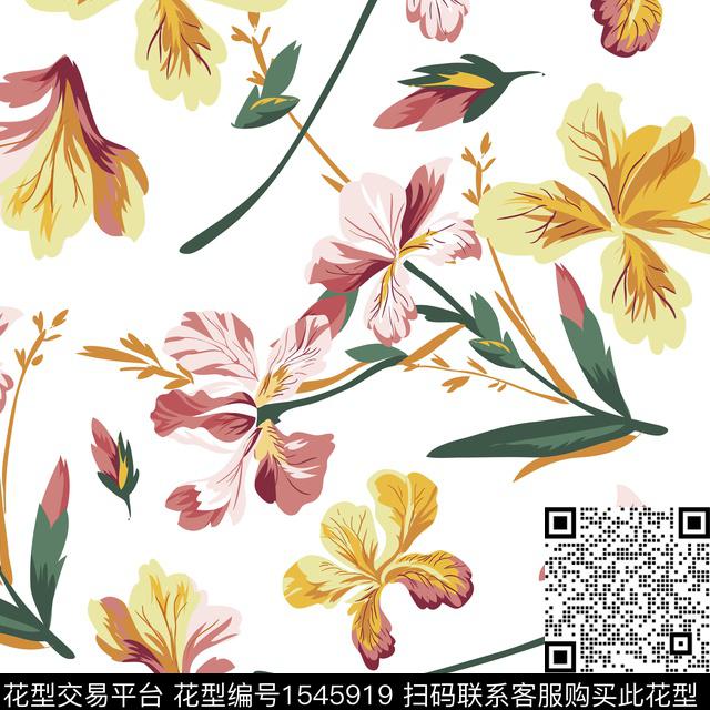 花卉清爽春夏华亿平台数码印花华亿平台下载（图片编号: 1545919） - 瓦栏（Walan）