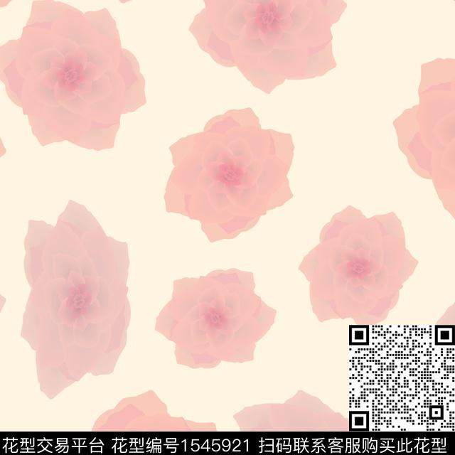 粉色栀子花女装数码印花华亿平台下载（图片编号: 1545921） - 瓦栏（Walan）