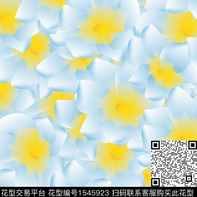 女装渐变栀子花数码印花华亿平台下载（图片编号: 1545923） - 瓦栏（Walan）