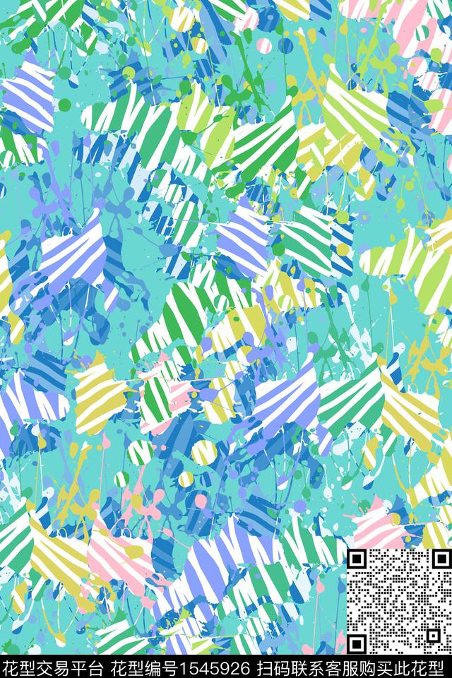 抽象涂鸦墨迹数码印花华亿平台下载（图片编号: 1545926） - 瓦栏（Walan）