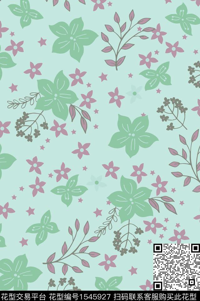 凤尾花小清新大牌风数码印花华亿平台下载（图片编号: 1545927） - 瓦栏（Walan）