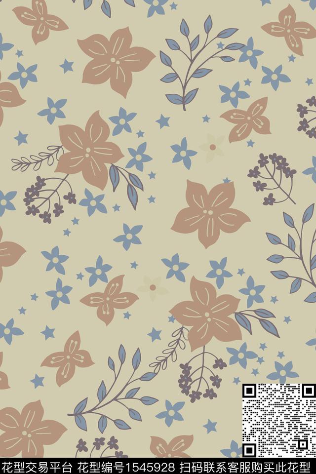 凤尾花小清新大牌风数码印花华亿平台下载（图片编号: 1545928） - 瓦栏（Walan）