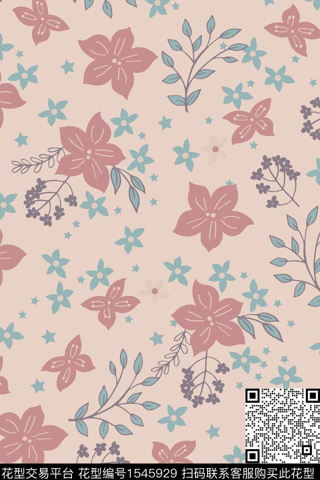 凤尾花小清新大牌风数码印花华亿平台下载（图片编号: 1545929） - 瓦栏（Walan）