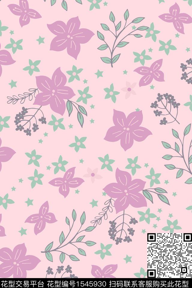 花卉绿植树叶碎花传统印花华亿平台下载（图片编号: 1545930） - 瓦栏（Walan）