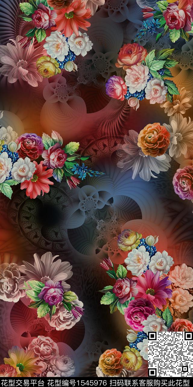 花卉中老年底纹数码印花华亿平台下载（图片编号: 1545976） - 瓦栏（Walan）