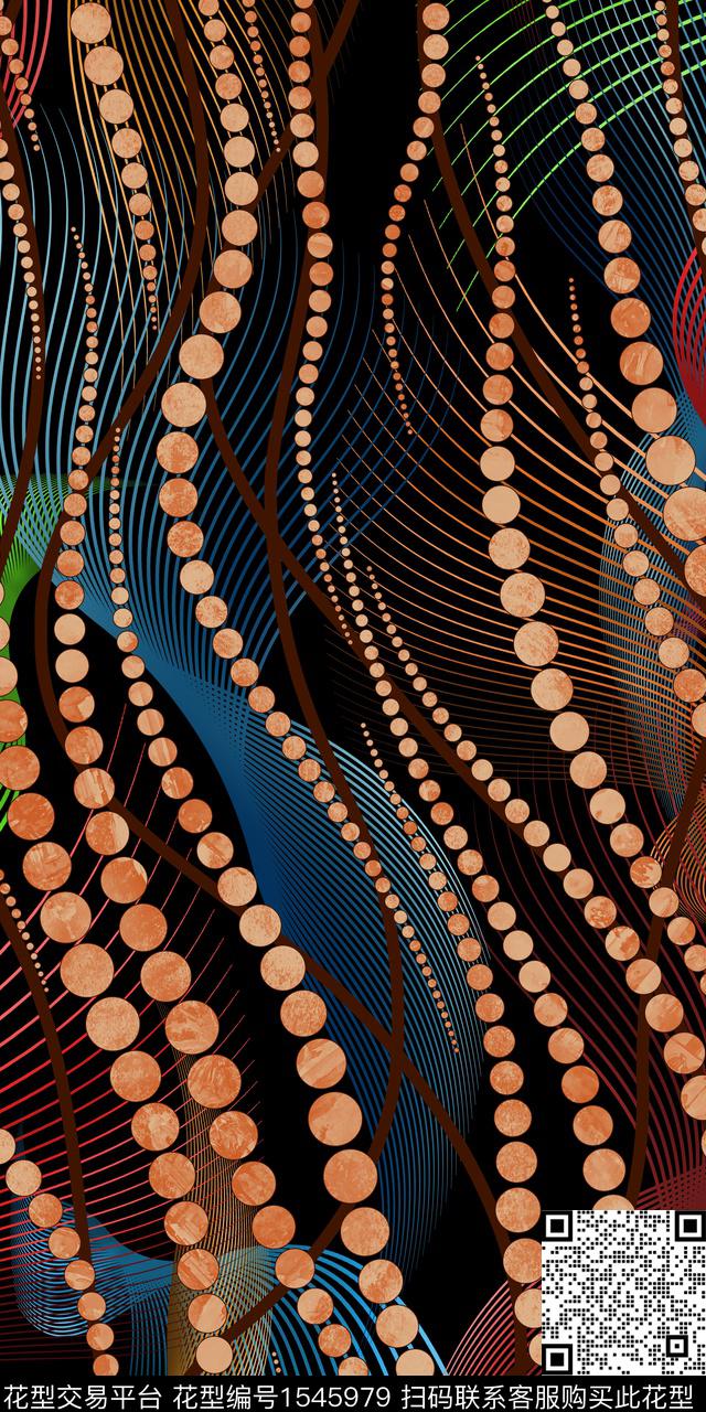 线条几何波点数码印花华亿平台下载（图片编号: 1545979） - 瓦栏（Walan）