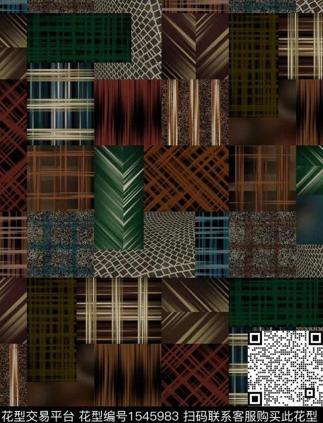 格子几何抽象数码印花华亿平台下载（图片编号: 1545983） - 瓦栏（Walan）