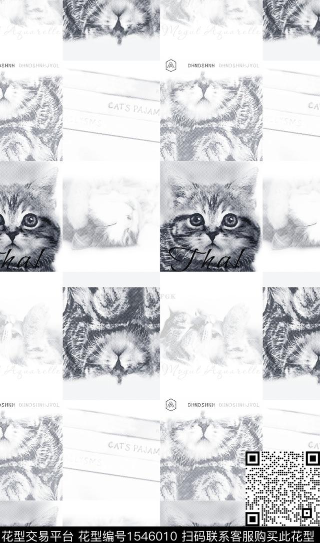 猫字母数码华亿平台数码印花华亿平台下载（图片编号: 1546010） - 瓦栏（Walan）