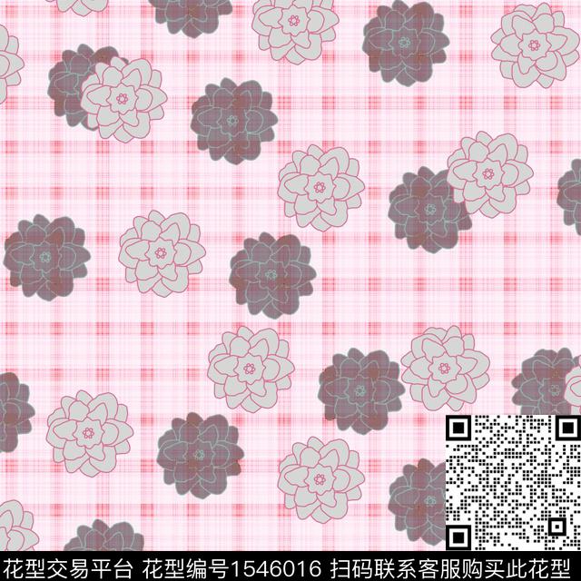 粉色女装格子数码印花华亿平台下载（图片编号: 1546016） - 瓦栏（Walan）