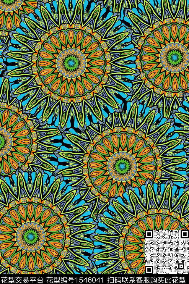 民族风女装几何数码印花华亿平台下载（图片编号: 1546041） - 瓦栏（Walan）