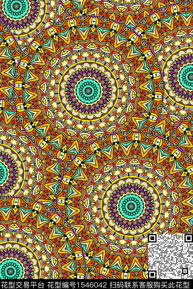 民族风女装几何数码印花华亿平台下载（图片编号: 1546042） - 瓦栏（Walan）