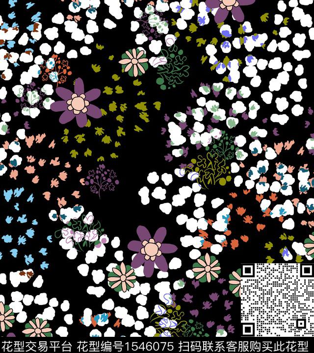 女装花卉连衣裙数码印花华亿平台下载（图片编号: 1546075） - 瓦栏（Walan）