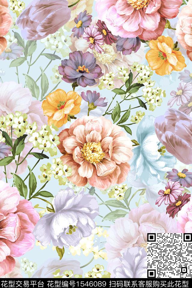 大花数码华亿平台花卉数码印花华亿平台下载（图片编号: 1546089） - 瓦栏（Walan）