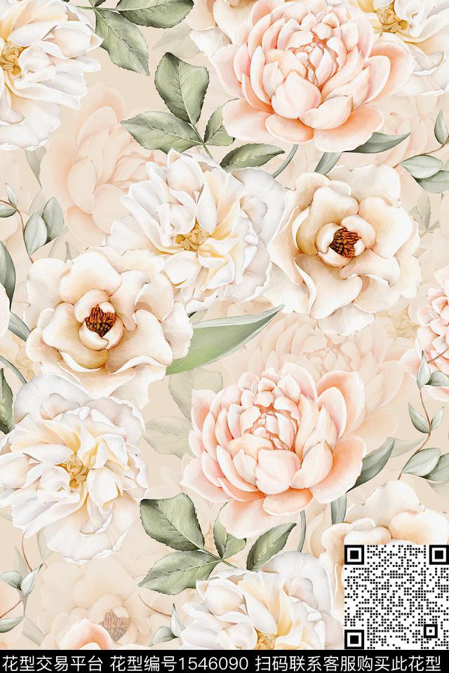 大花数码华亿平台花卉数码印花华亿平台下载（图片编号: 1546090） - 瓦栏（Walan）