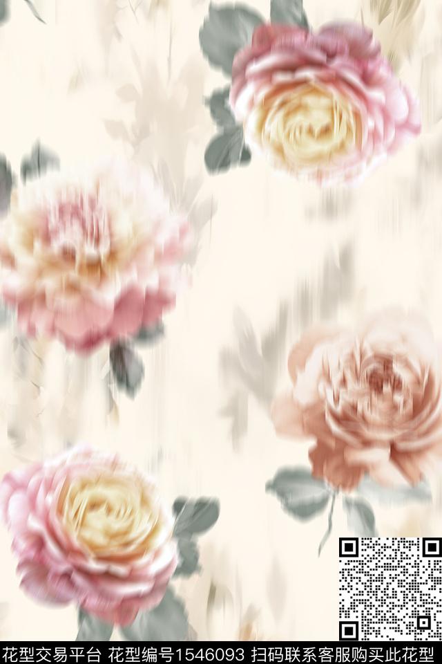 花卉肌理朦胧数码印花华亿平台下载（图片编号: 1546093） - 瓦栏（Walan）