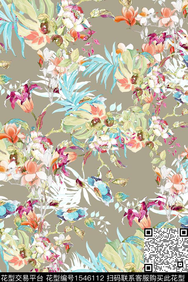 水彩蝴蝶满版散花数码印花华亿平台下载（图片编号: 1546112） - 瓦栏（Walan）