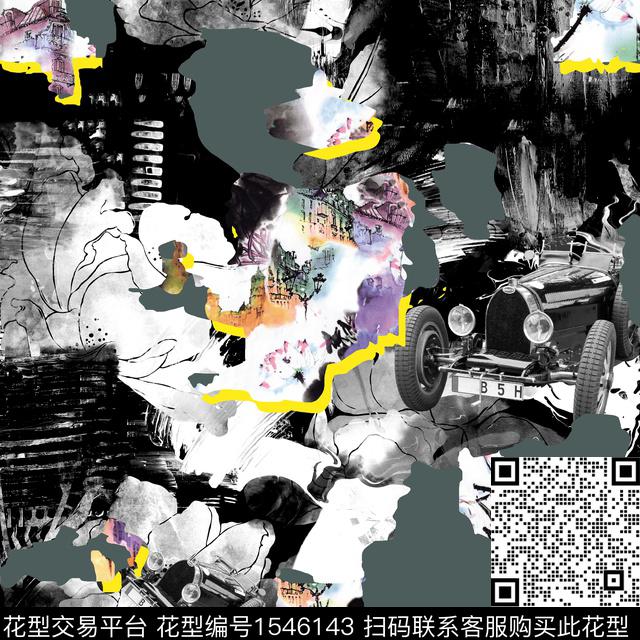 迷彩抽象花卉数码印花华亿平台下载（图片编号: 1546143） - 瓦栏（Walan）