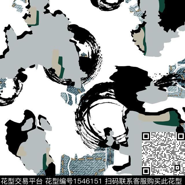 迷彩抽象几何男装传统印花华亿平台下载（图片编号: 1546151） - 瓦栏（Walan）