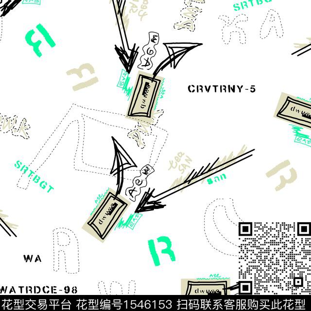 抽象字母几何男装传统印花华亿平台下载（图片编号: 1546153） - 瓦栏（Walan）
