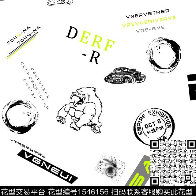 抽象字母男装传统印花华亿平台下载（图片编号: 1546156） - 瓦栏（Walan）