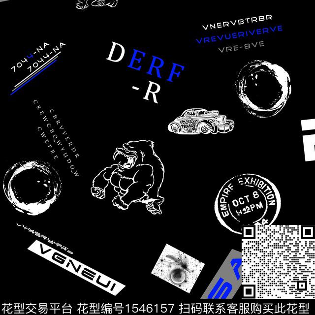 抽象字母男装传统印花华亿平台下载（图片编号: 1546157） - 瓦栏（Walan）