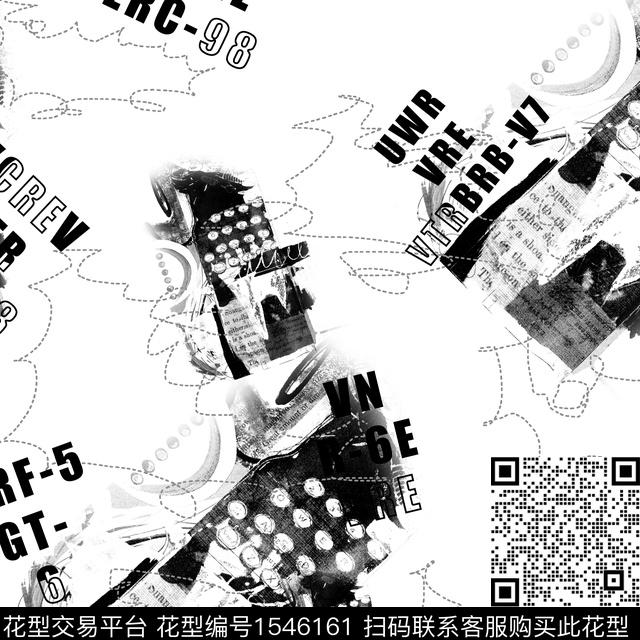 抽象字母线条数码印花华亿平台下载（图片编号: 1546161） - 瓦栏（Walan）