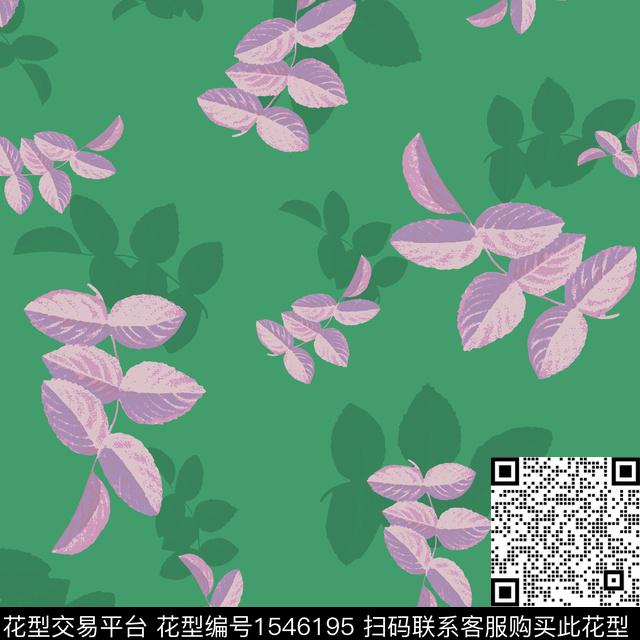 叶子纯底清爽数码印花华亿平台下载（图片编号: 1546195） - 瓦栏（Walan）