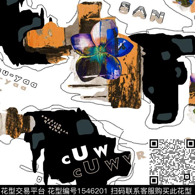 抽象字母线条数码印花华亿平台下载（图片编号: 1546201） - 瓦栏（Walan）