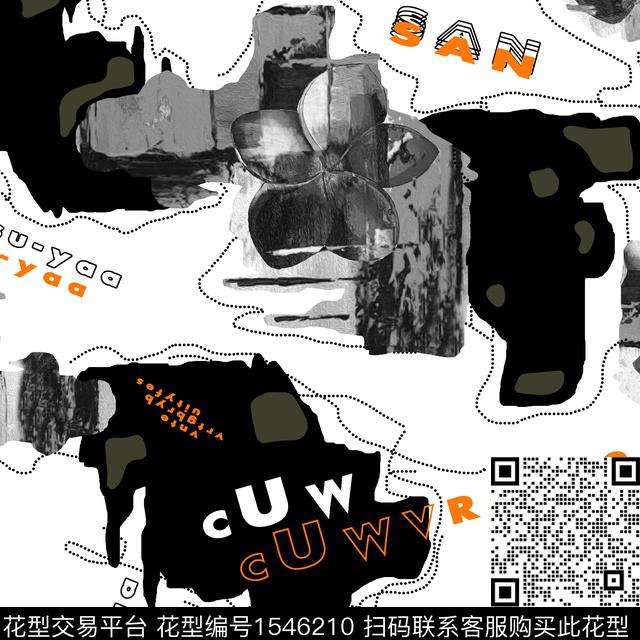 抽象字母几何男装传统印花华亿平台下载（图片编号: 1546210） - 瓦栏（Walan）