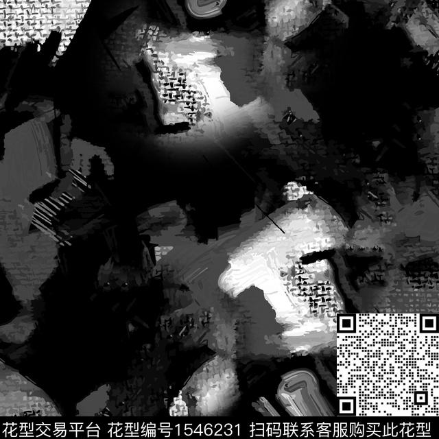 肌理抽象黑底数码印花华亿平台下载（图片编号: 1546231） - 瓦栏（Walan）