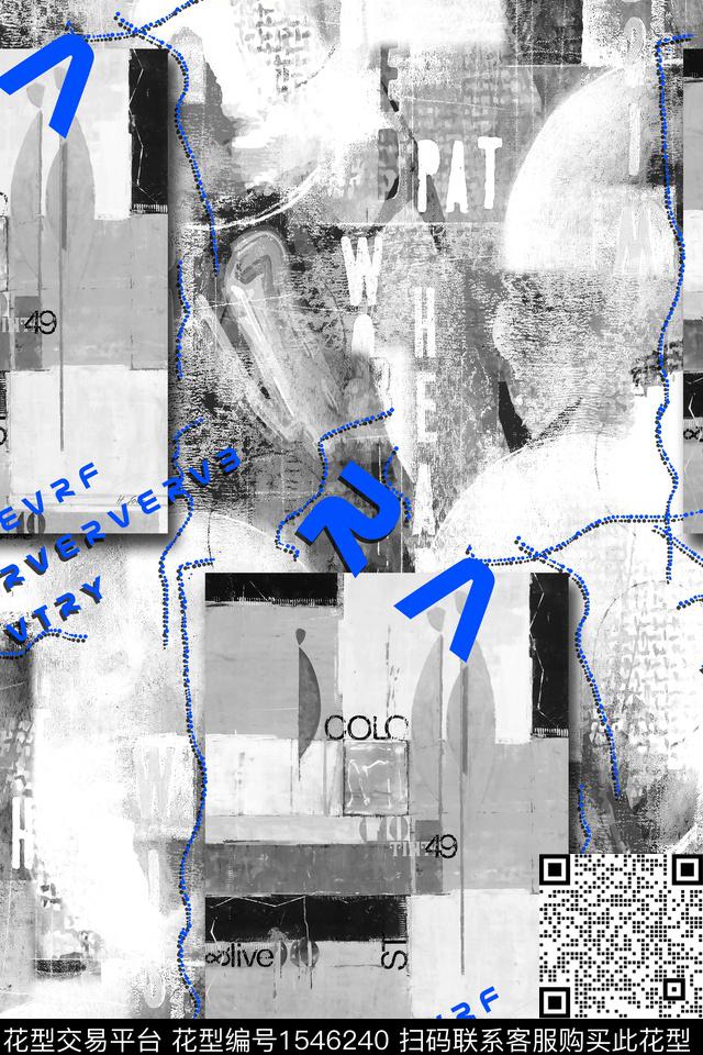 肌理抽象字母数码印花华亿平台下载（图片编号: 1546240） - 瓦栏（Walan）