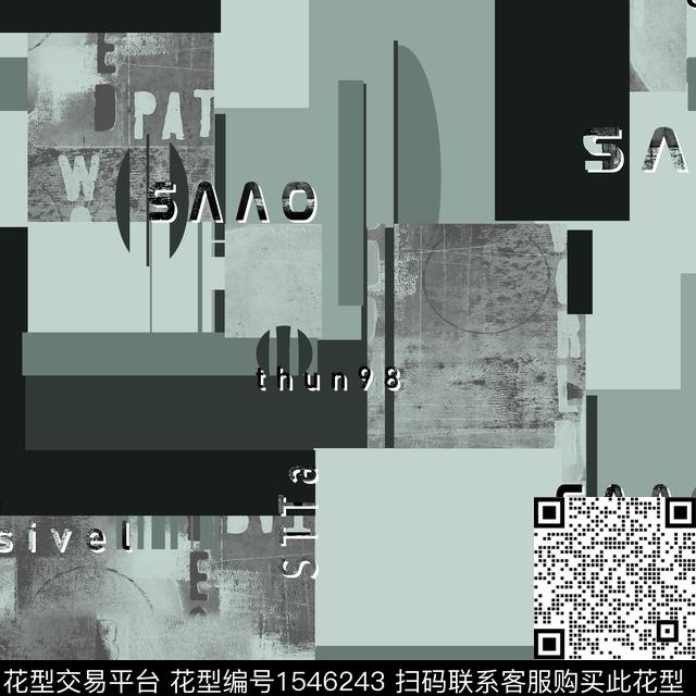 休闲字母几何男装数码印花华亿平台下载（图片编号: 1546243） - 瓦栏（Walan）