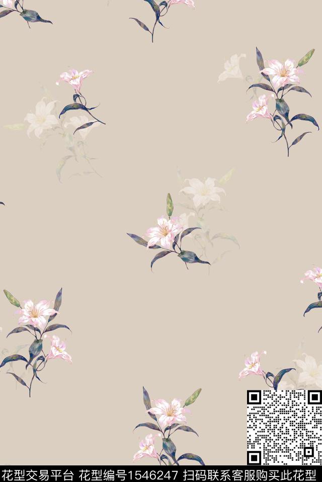 小清新女装花卉数码印花华亿平台下载（图片编号: 1546247） - 瓦栏（Walan）