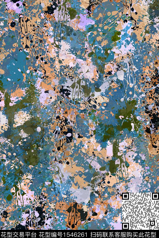 抽象肌理泼墨数码印花华亿平台下载（图片编号: 1546261） - 瓦栏（Walan）